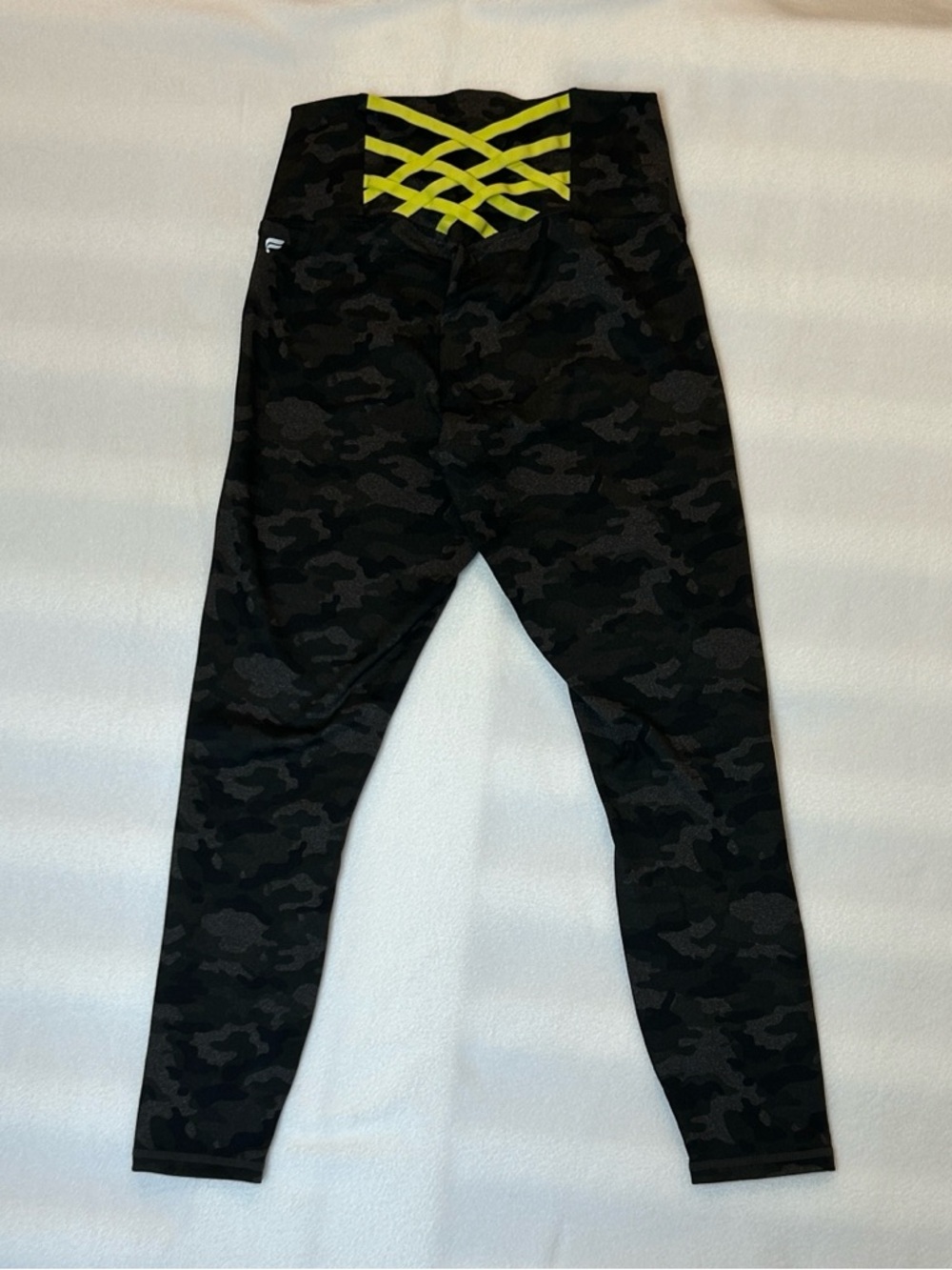 Fabletics PowerHold Camo Leggings High Rise Criss Cross Waist